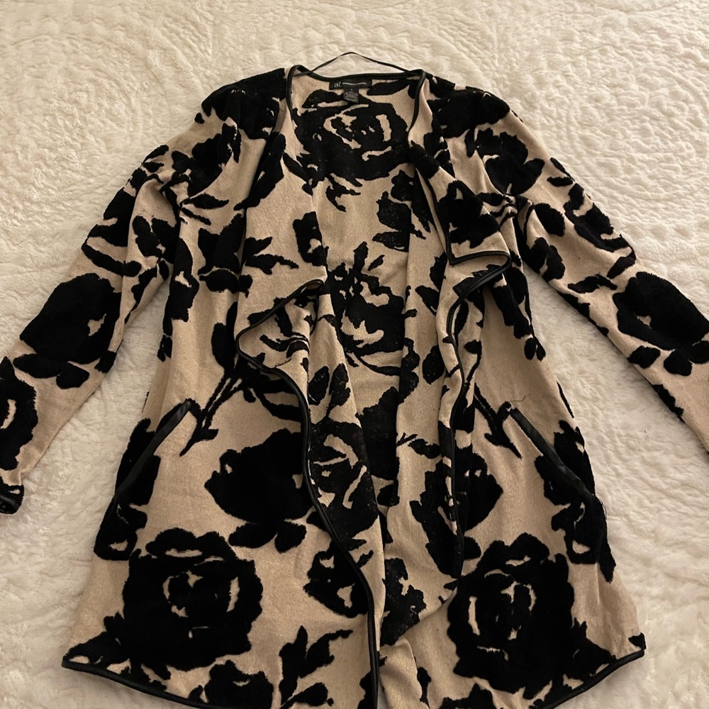 INC tan/black cardigan S